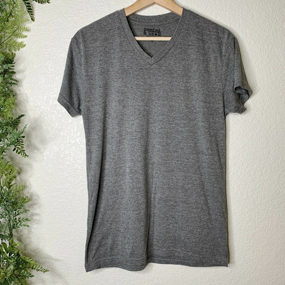 🌳 Seeded & Sewn V-Neck Tee Gray T-Shirt Pimatee S